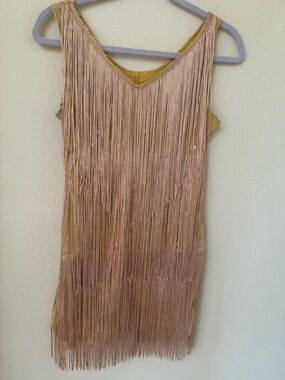 Flapper Fringe Roaring 20's Dress Halloween Costume Gold Size Medium